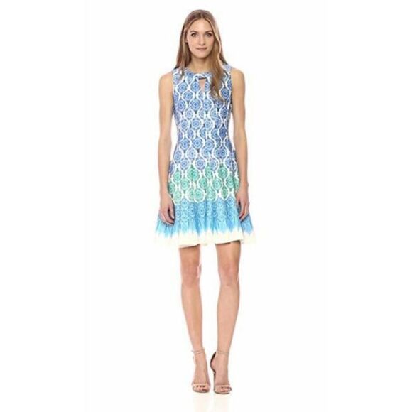 Danny & Nicole Women's Tribal Geometric Printed Fit and Flare A-Line Shift Dress - Picture 1 of 9